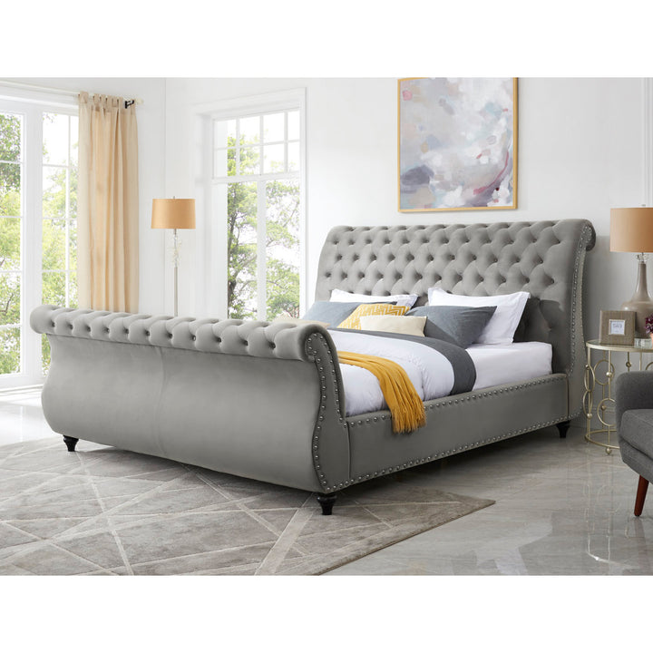 Matos Tufted Upholstered Sleigh Bed Rosdorf Park Color: Gray Size: King