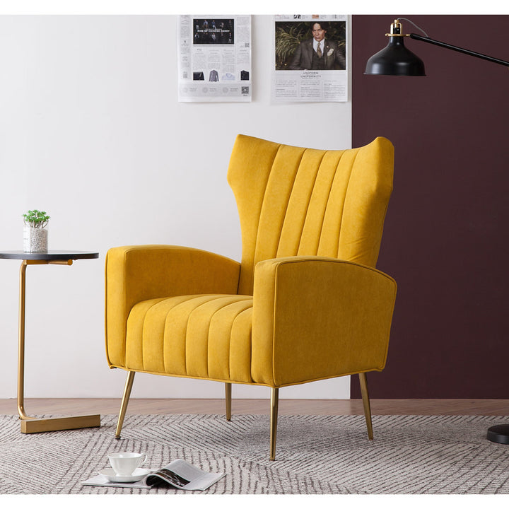 Floreal 27.5" Wide Velvet Wingback Chair Etta Avenue™ Fabric: Yellow