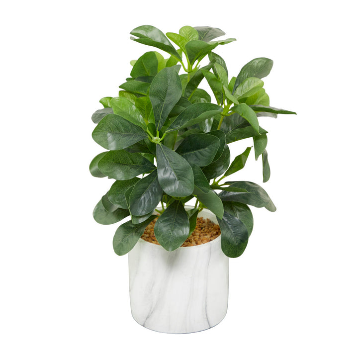 Faux Foliage Eucalyptus Indoor Outdoor Green Artificial Plant with Realistic Leaves and Marble Pot Novogratz