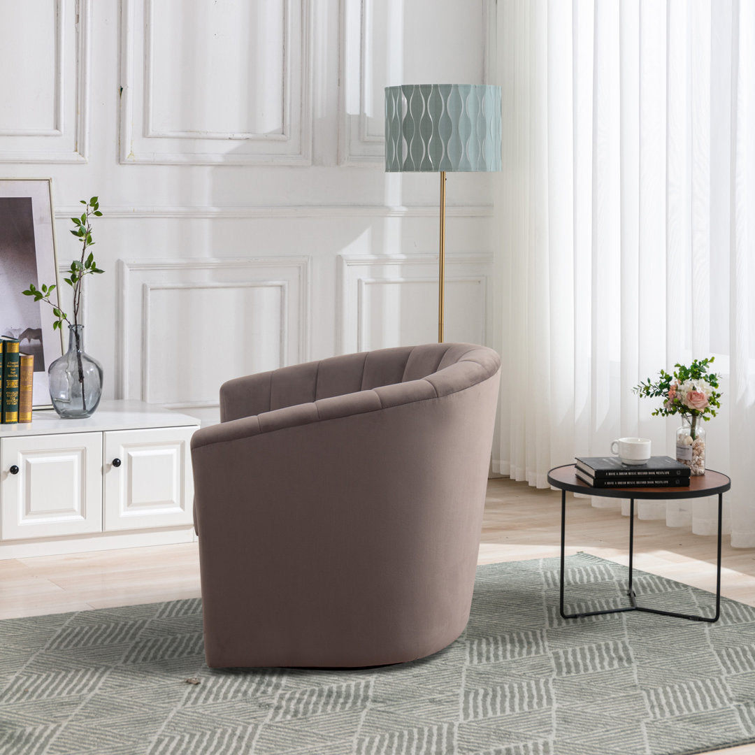 Lydia 29.5" Wide Velvet Upholstered Swivel Barrel Chair Latitude Run® Body Fabric: Gray Cotton Blend