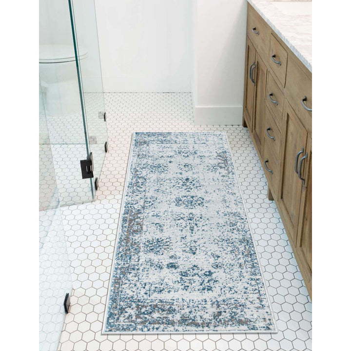 Brandt Abstract Light Blue/Navy Area Rug Mistana™ Rug Size: Runner 3'3" x 19'8"