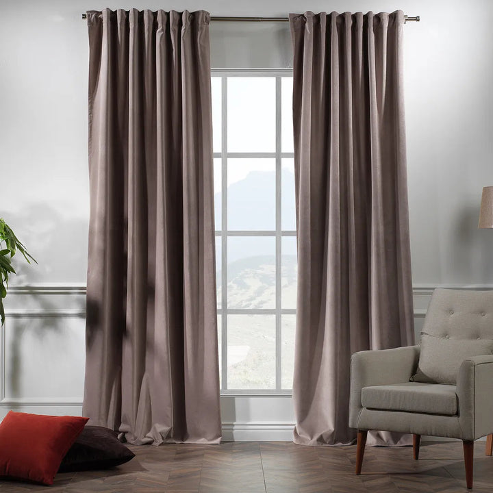 Matte Velvet Extra wide x Extra Long Custom Made Decorative Single Panel Lilijan Home & Curtain Curtain Color: 18 Rose Taupe Size per Panel: 100" W x 216" L
