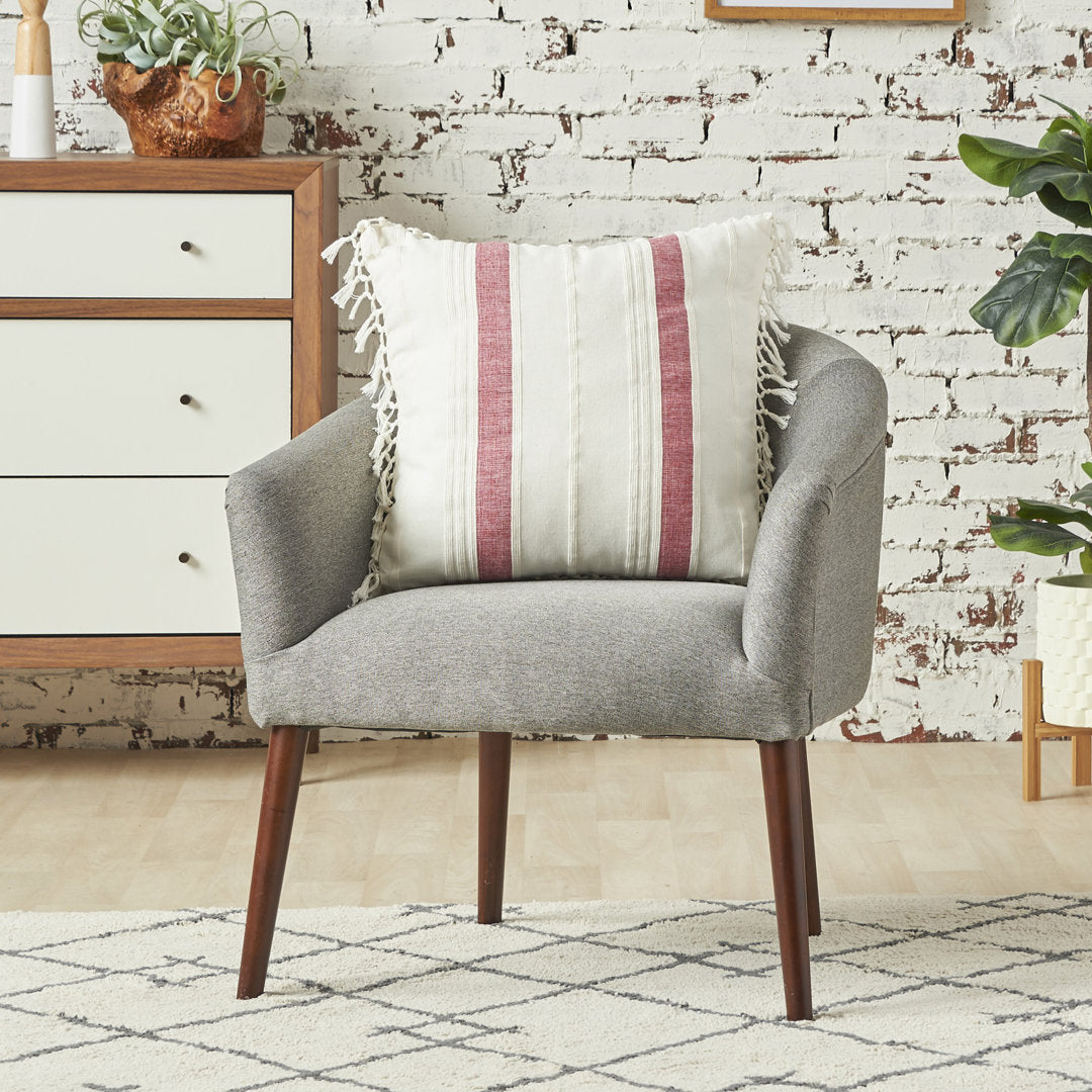 Nathan Striped Woven Square Throw Pillow C&F Home Color: Garnet