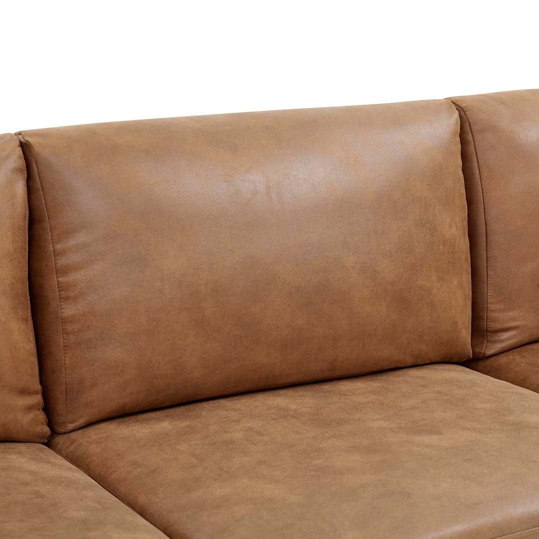 Barnwell 120" Wide Faux Leather Modular Corner Sectional with Ottoman Three Posts™ Body Fabric: Ginger