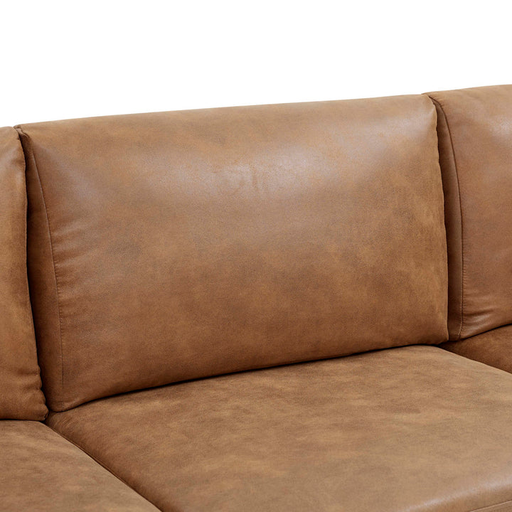 Barnwell 120" Wide Faux Leather Modular Corner Sectional with Ottoman Three Posts™ Body Fabric: Ginger
