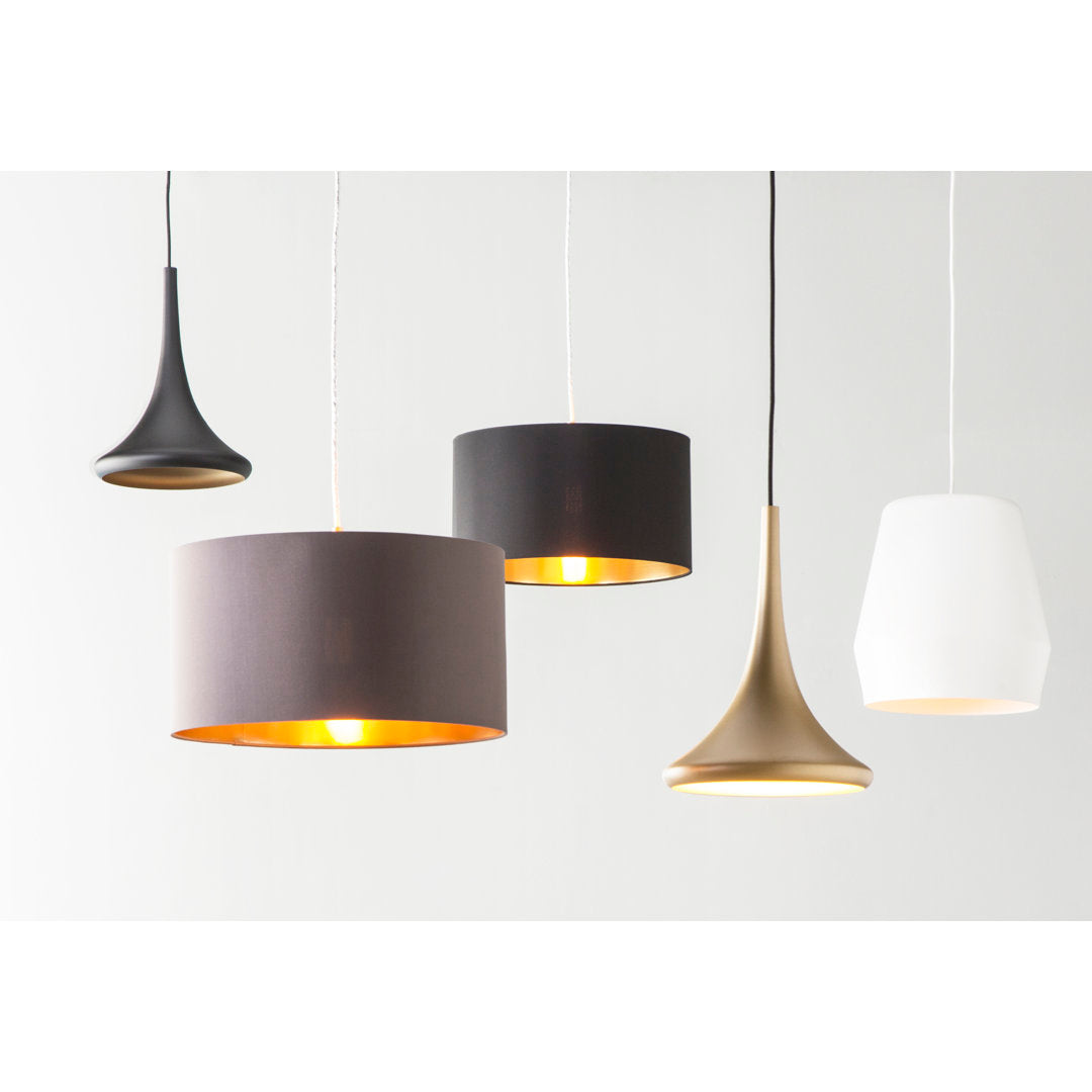 Newville 1 - Light Single Drum Pendant Wade Logan® Shade Color: Black/Gold
