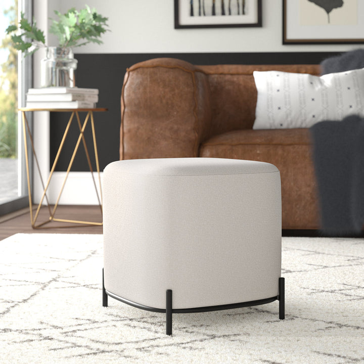 Ohman 16.5'' Wide Square Cube Ottoman Mercury Row® Leg Color: Black Body Fabric: White