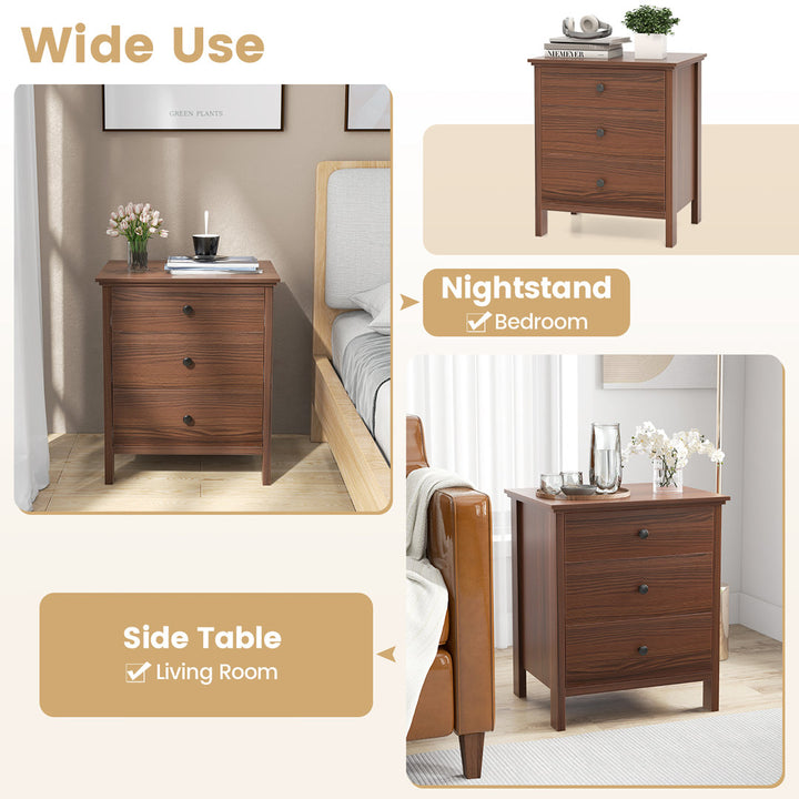 Aeihso 3 - Drawer End Table Nightstand Beside Accent Table Brown Bedroom Red Barrel Studio®