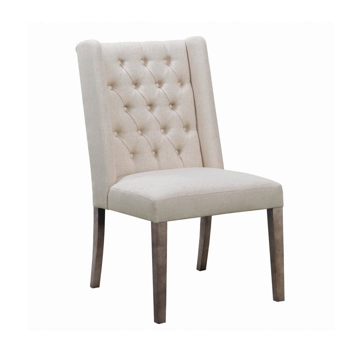 Jorvin Tufted Upholstered Wingback Side Chair in Beige (Set of 2) Gracie Oaks