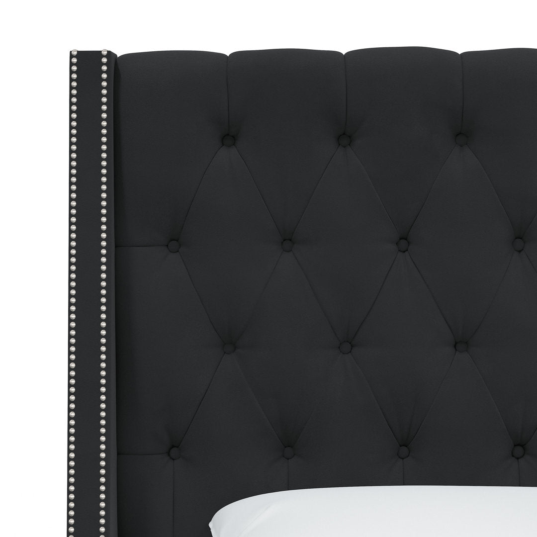 Annabel Upholstered Wingback Bed Kelly Clarkson Home Size: Full Body Fabric: Classic Black Performance Velvet