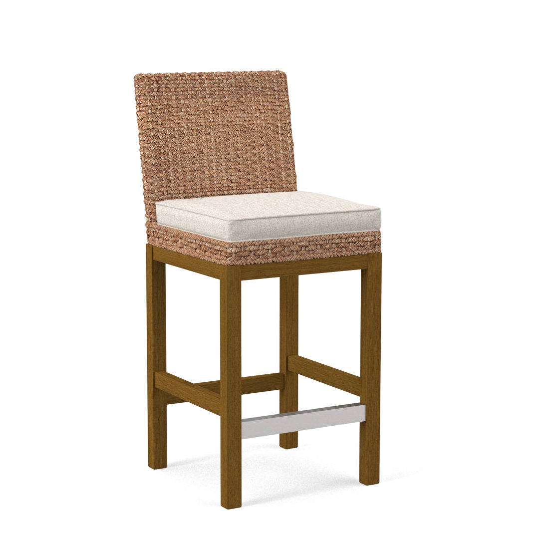 Seagrass Top Counter Stool Braxton Culler Leg Color: Havana Finish Body Fabric: Black Buffalo Check; 0120-81