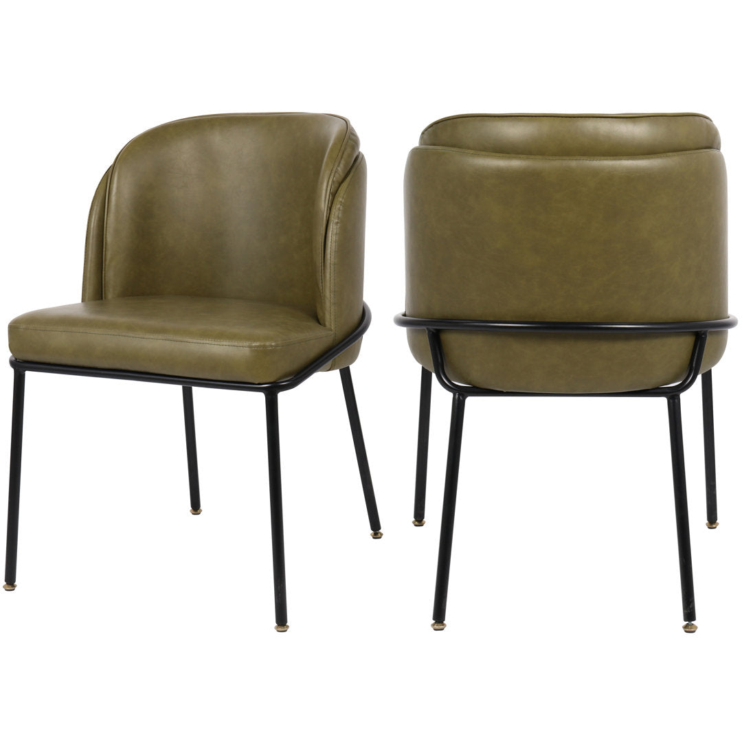 Philpott Faux Leather Dining Chair, Set Of 2 (Set of 2) Trent Austin Design® Upholstery Color: Olive