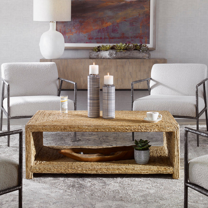 Evana Open Storage Woven Coffee Table Birch Lane™