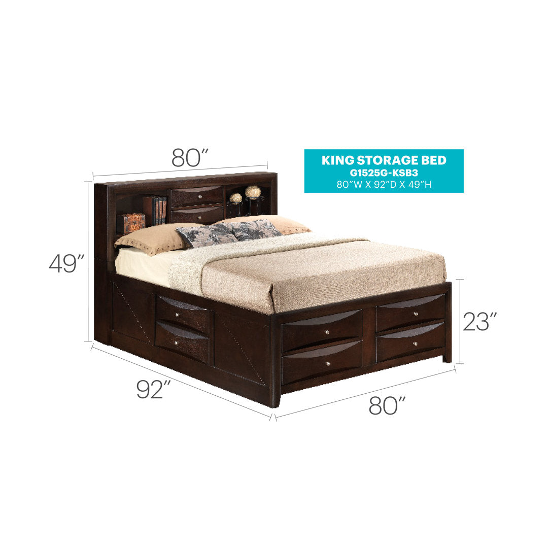 Marilla Storage Platform Bed Glory Furniture Color: Cappuccino Size: King