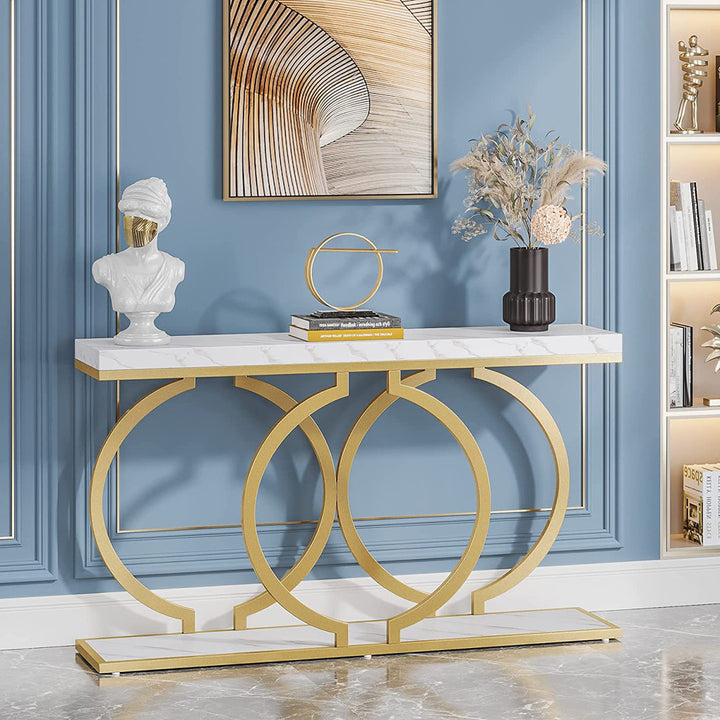 Herakles 55" Console Table Mercer41 Color: White/Gold
