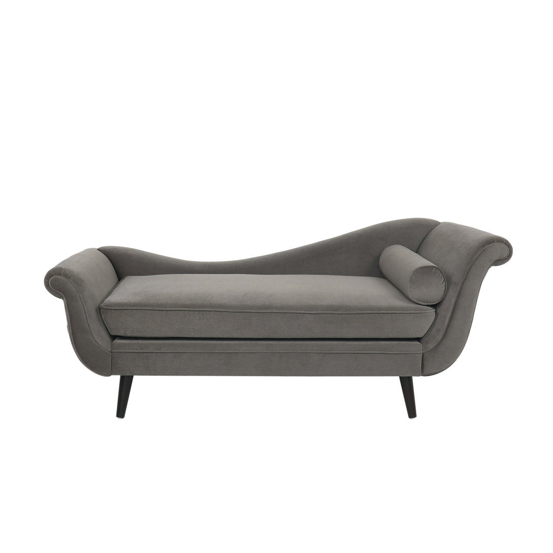 Roiled Arms Chaise Lounge Everly Quinn Fabric: Taupe Polyester Blend