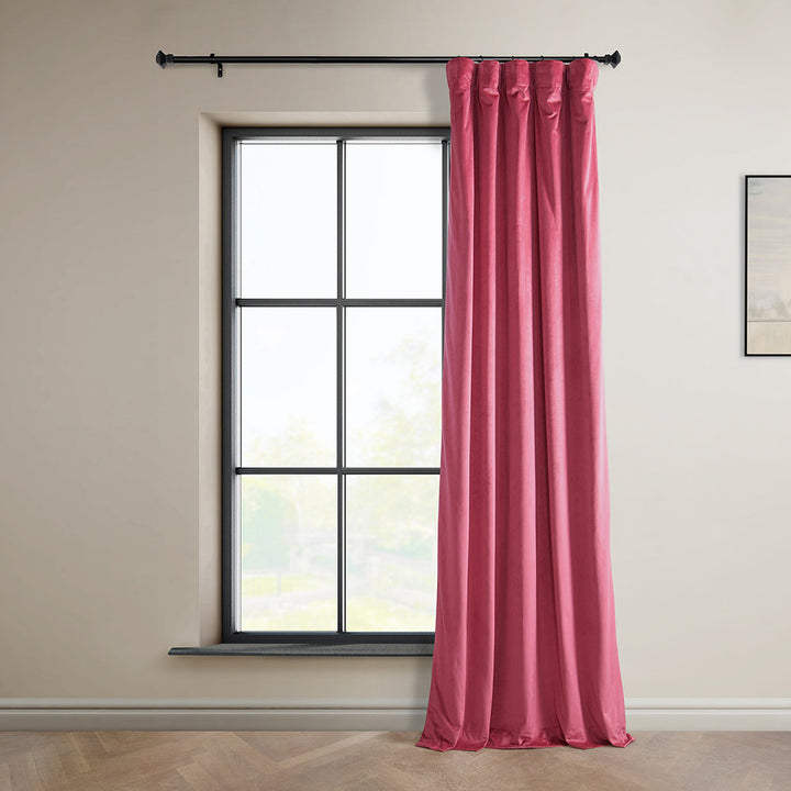 Matra Plush Velvet Curtains for Bedroom - Room Darkening Curtains for Living Room Window Single Panel AllModern Curtain Color: Dark Pink Size per Panel: 50" W x 84" L