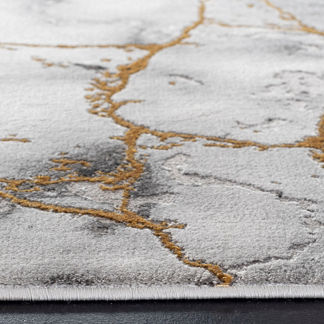 Swindle Abstract Grey/Gold Area Rug Wade Logan® Rug Size: Rectangle 2'3" x 4'