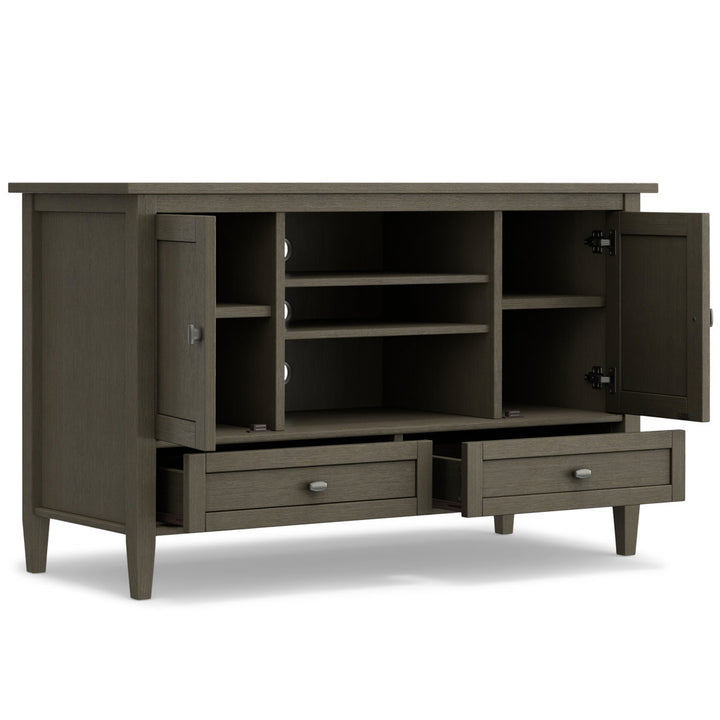 Warm Shaker SOLID WOOD TV Media Stand iFor TVs up to 50 inches Simpli Home Color: Farmhouse Gray