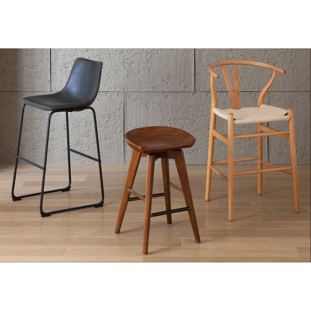 Fairbanks Solid Wood Stool Joss & Main Frame Color: Natural, Seat Color: Natural Seat Height: Counter Stool (26" Seat Height)