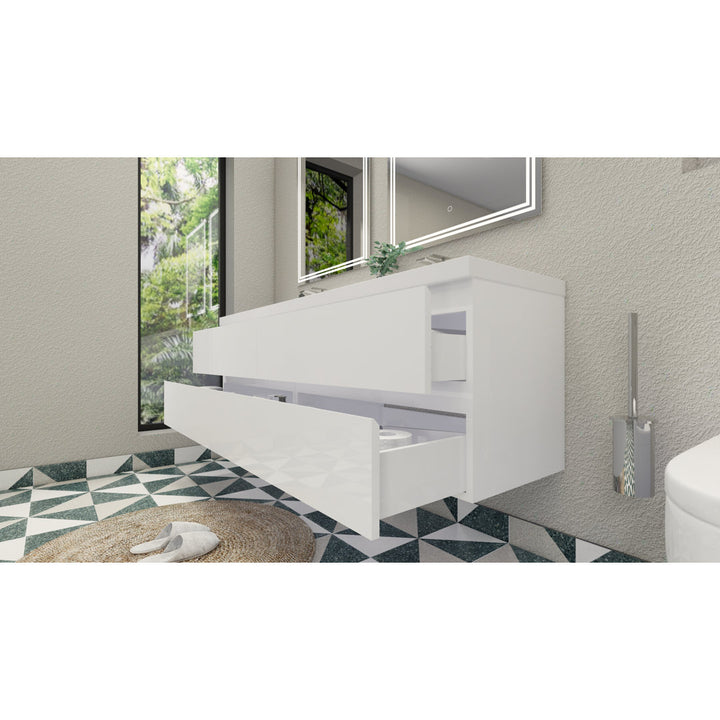 Aylanna 72" Wall-Mounted Double Bathroom Vanity Set Wade Logan® Base Finish: Hight Gloss White