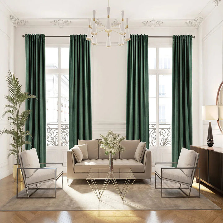Matte Velvet Extra wide x Extra Long Custom Made Decorative Single Panel Lilijan Home & Curtain Curtain Color: 32 Bottle Green Size per Panel: 100" W x 63" L