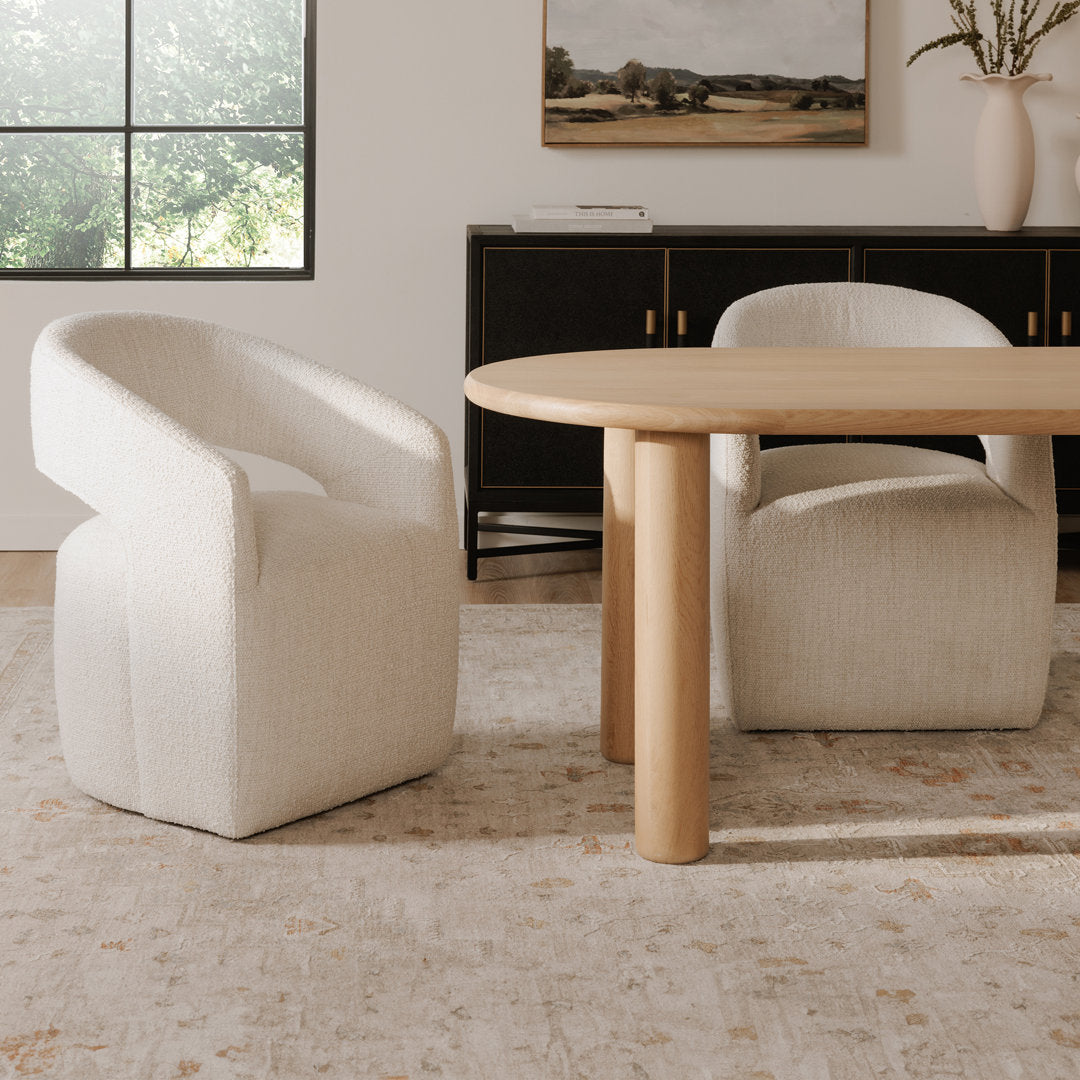 Camino Performance Fabric Rolling Arm Chair AllModern Upholstery Color: Off White Boucle