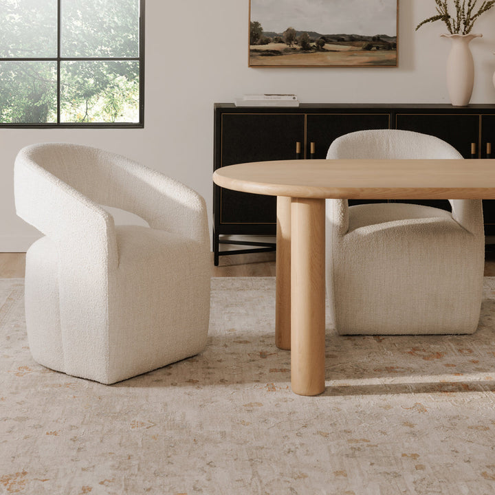 Camino Performance Fabric Rolling Arm Chair AllModern Upholstery Color: Off White Boucle