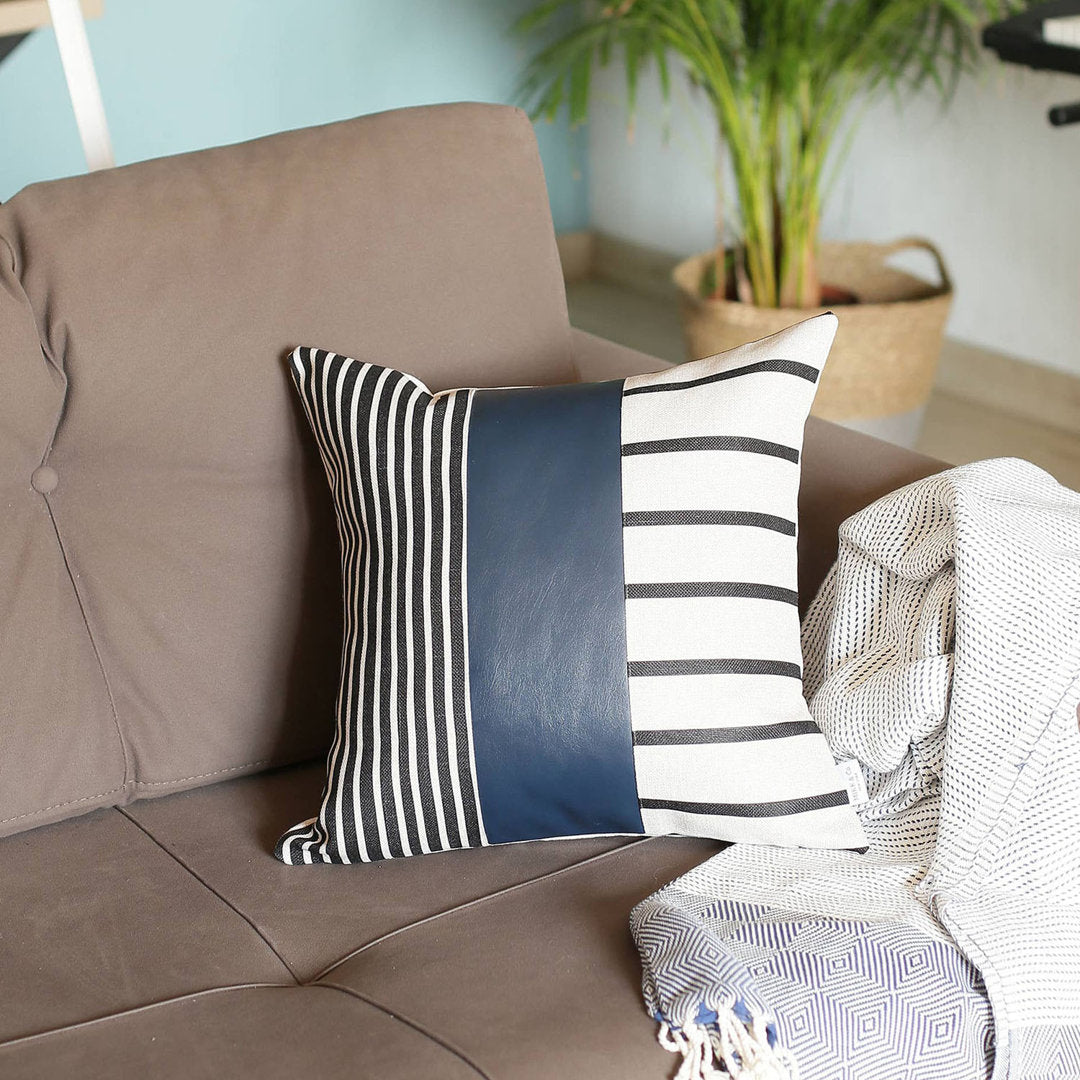 Decorative Faux Leather Pillowcase Decorative Geometric Square Pillow Cover Apolena Size: 17" x 17"
