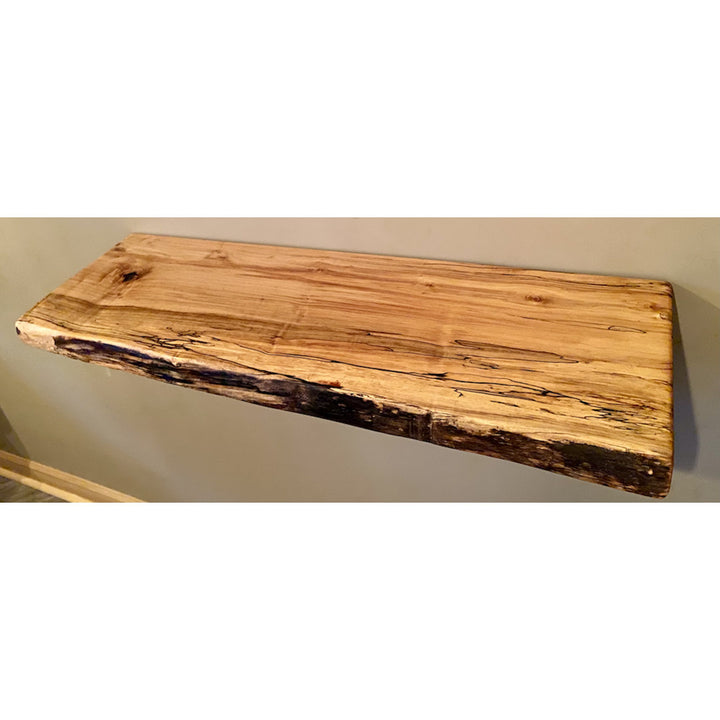 Maple Solid Wood Floating Shelf with Live Edge Steel Oak Size: 2" H x 24" W x 12" D
