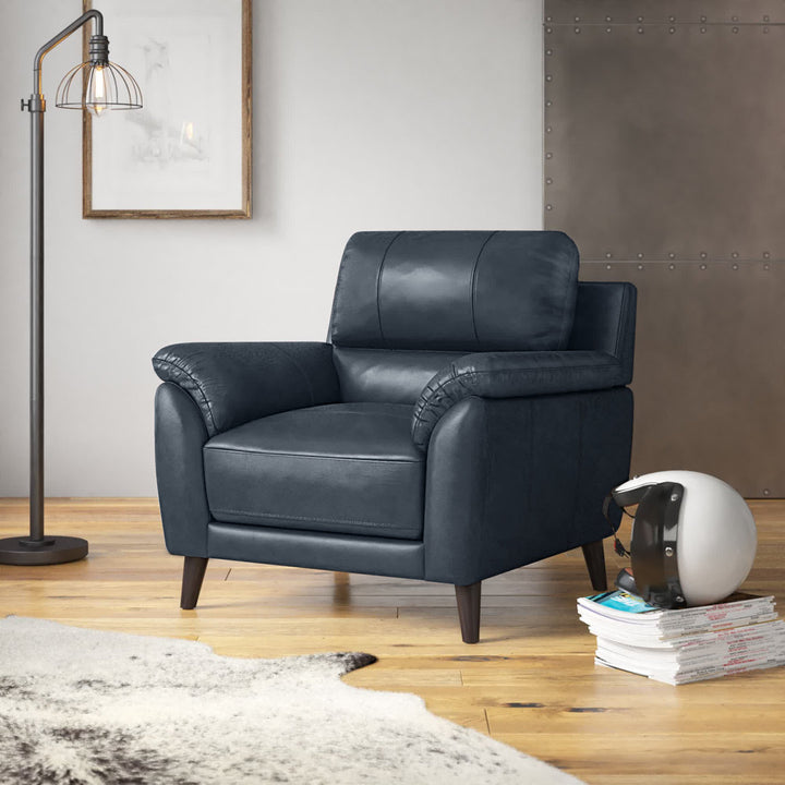 Madden 96.52Cm Wide Genuine Top Grain Leather Club Chair Steelside™ Upholstery Color: Navy Genuine Leather