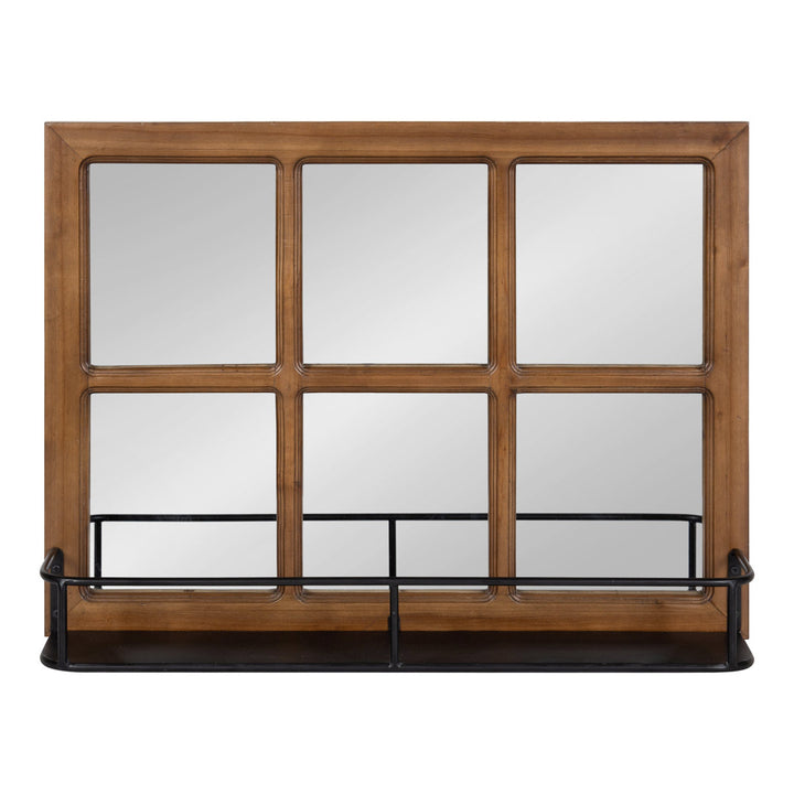 Kaufman Farmhouse Beveled with Shelves Accent Mirror Gracie Oaks Size: 24" H x 18" W Finish: Brown/Black