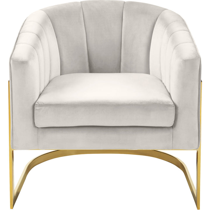 Barnicle 30" Wide Velvet Barrel Chair Everly Quinn Body Fabric: Cream Velvet
