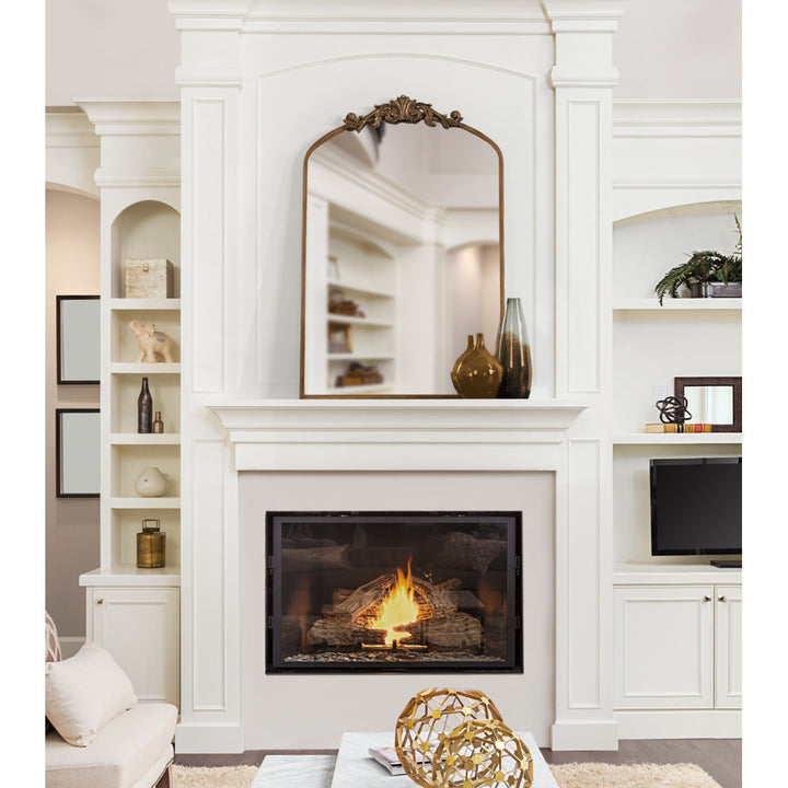 Anglo Arendahl Traditional Accent Mirror Fleur De Lis Living Size: 36" x 24" Finish: Antique Gold