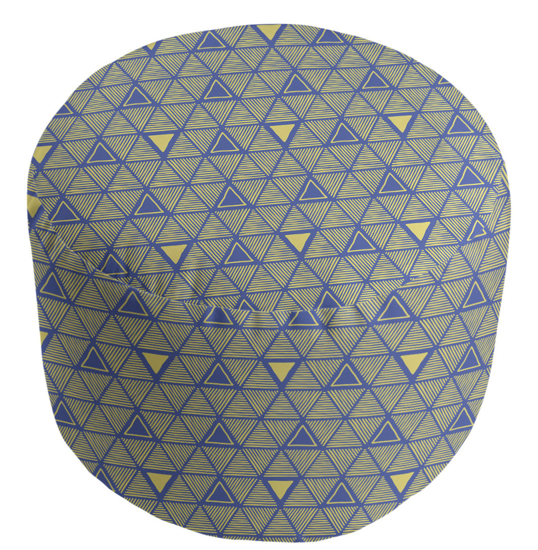Full Color Hand Drawn Triangles Pouf East Urban Home Upholstery Color: Blue/Yellow
