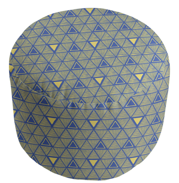Full Color Hand Drawn Triangles Pouf East Urban Home Upholstery Color: Blue/Yellow