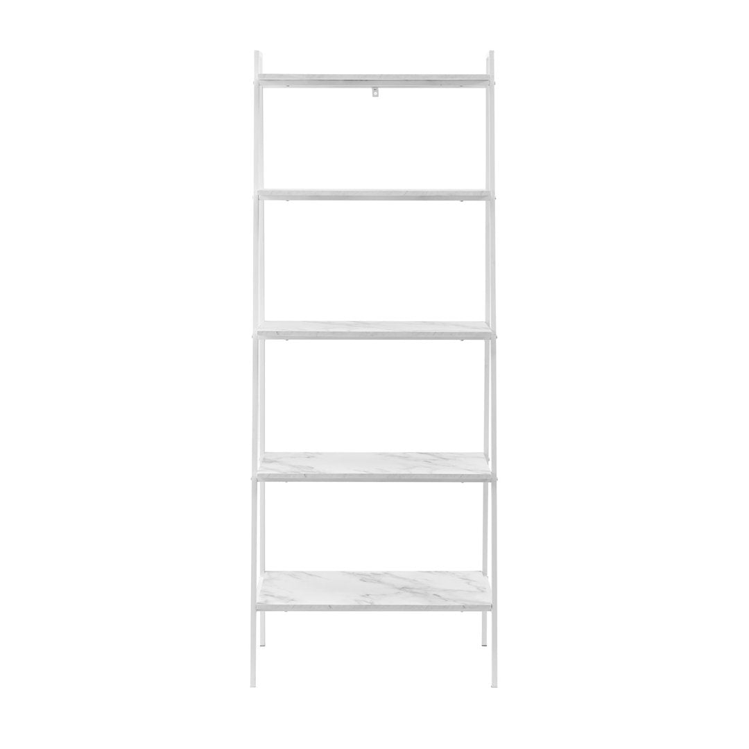 Little Italy 72" H x 28" W Metal Ladder Bookcase Trent Austin Design® Color: Calacatta Marble