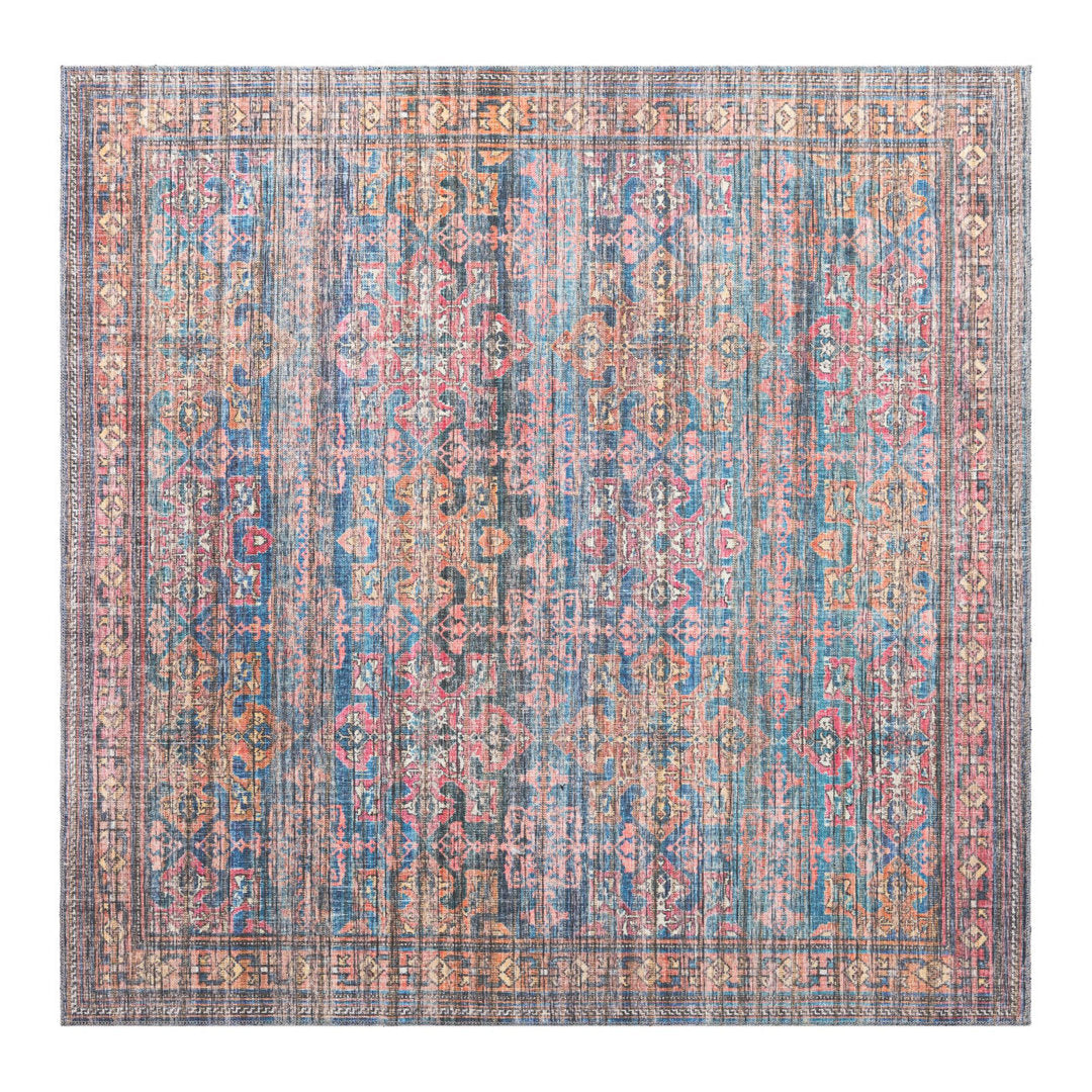 Hadsell Machine Made Power Loom Antique Blue Area Rug Langley Street® Rug Size: Square 7'3"