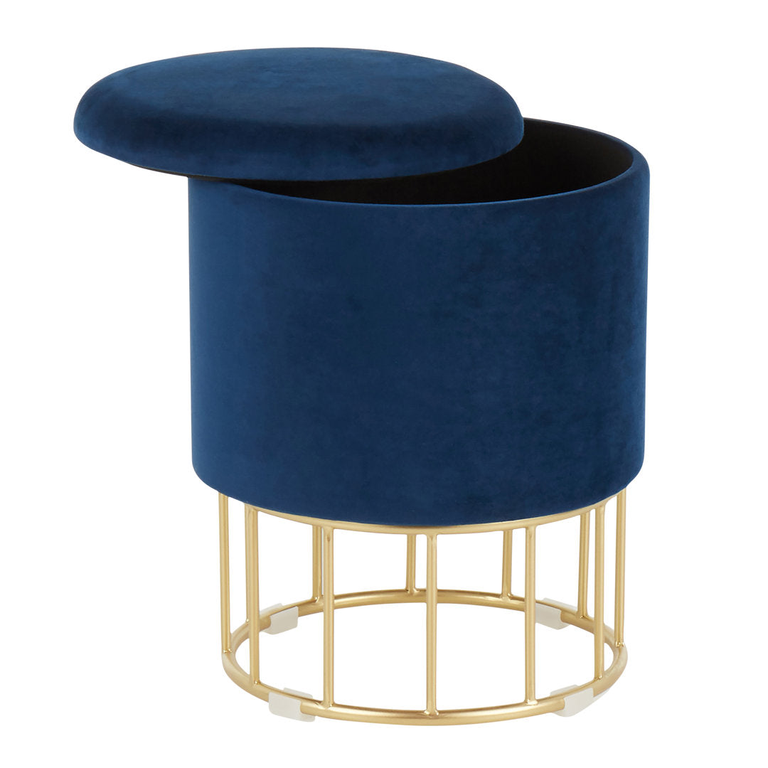 Aleena 13.5" Wide Velvet Round Storage Ottoman Etta Avenue™ Upholstery Color: Blue