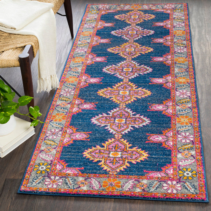 Adelia Oriental Blue/Orange Area Rug Langley Street® Rug Size: Runner 2'7" x 7'3"