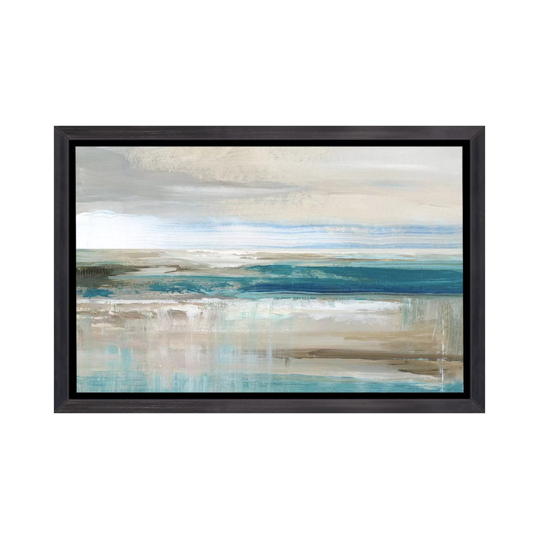 Abstract Sea ' - Floater Frame Print on Canvas East Urban Home Size: 26" H x 40" W x 1.5" D Format: Distressed Black Framed Canvas