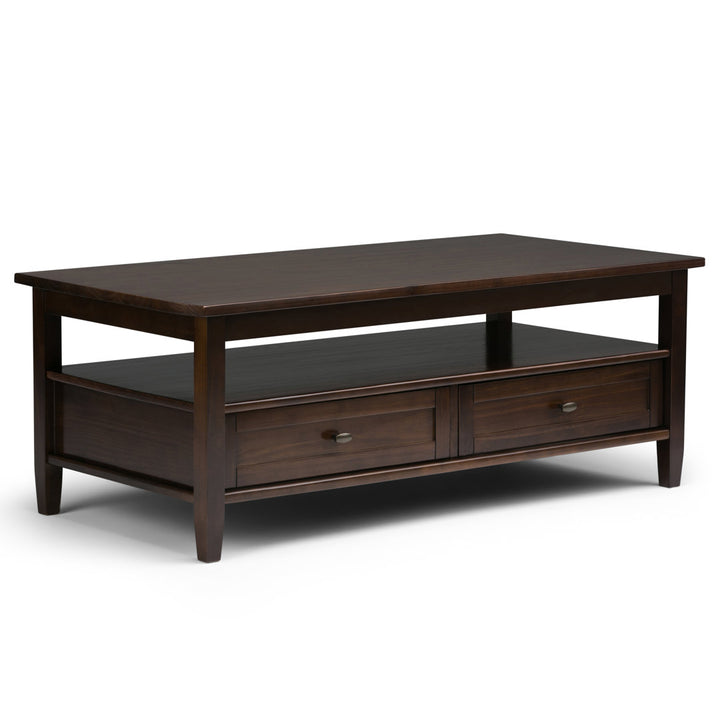 Warm Shaker SOLID WOOD 48 inch Wide Rectangle Transitional Coffee Table Simpli Home Color: Tobacco Brown