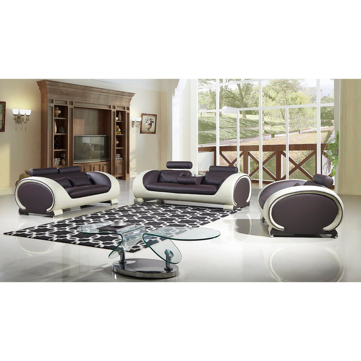 Shryock 65" Faux Leather Round Arm Loveseat Brayden Studio® Finish: Dark Chocolate/Cream