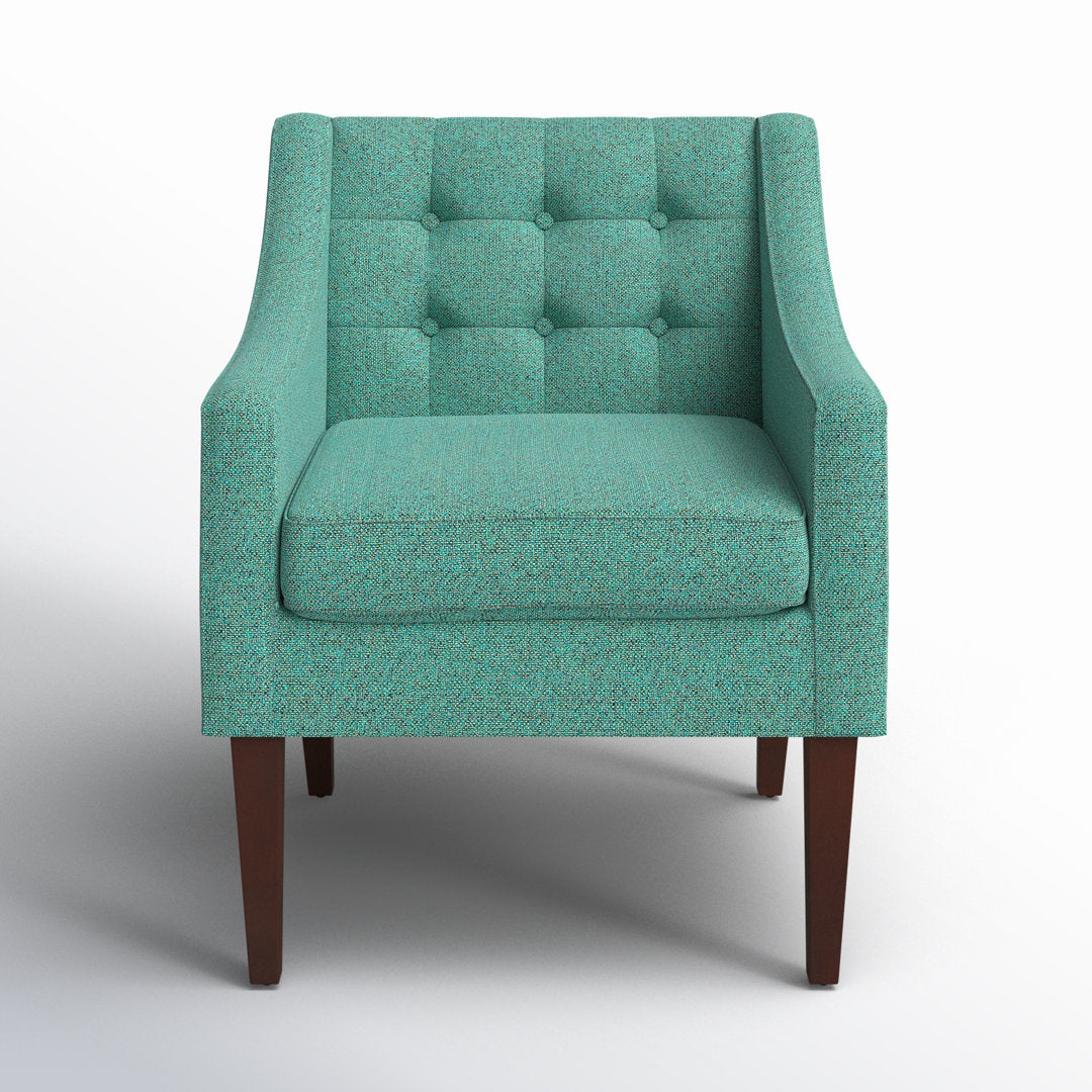 Clopton 26" Wide Mid-Century Modern Tufted Accent Armchair Hashtag Home Fabric: Nubby Green Polyester Blend