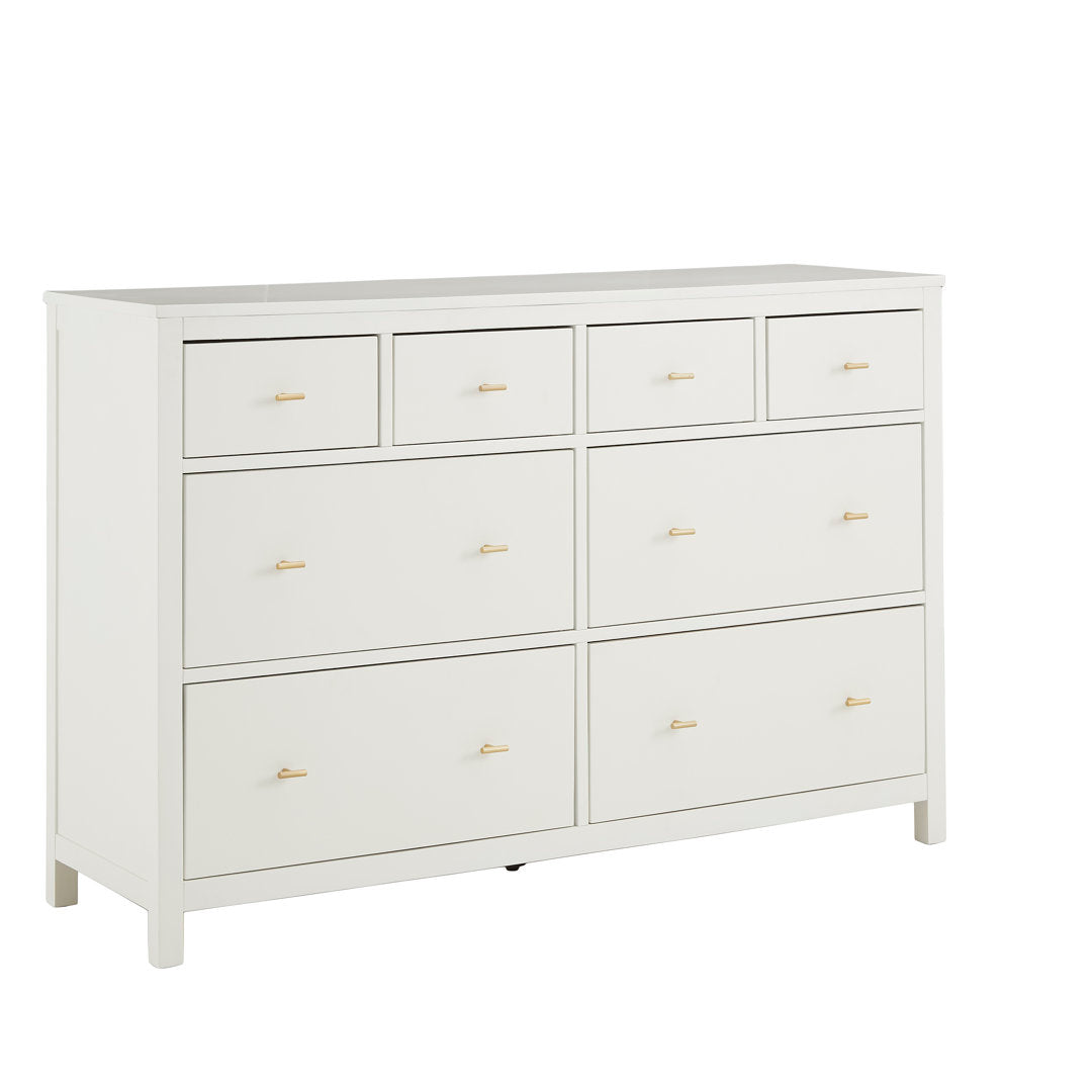 Kowalsky 8 Drawer 57.99" W Double Dresser Three Posts™ Color: Bleached White