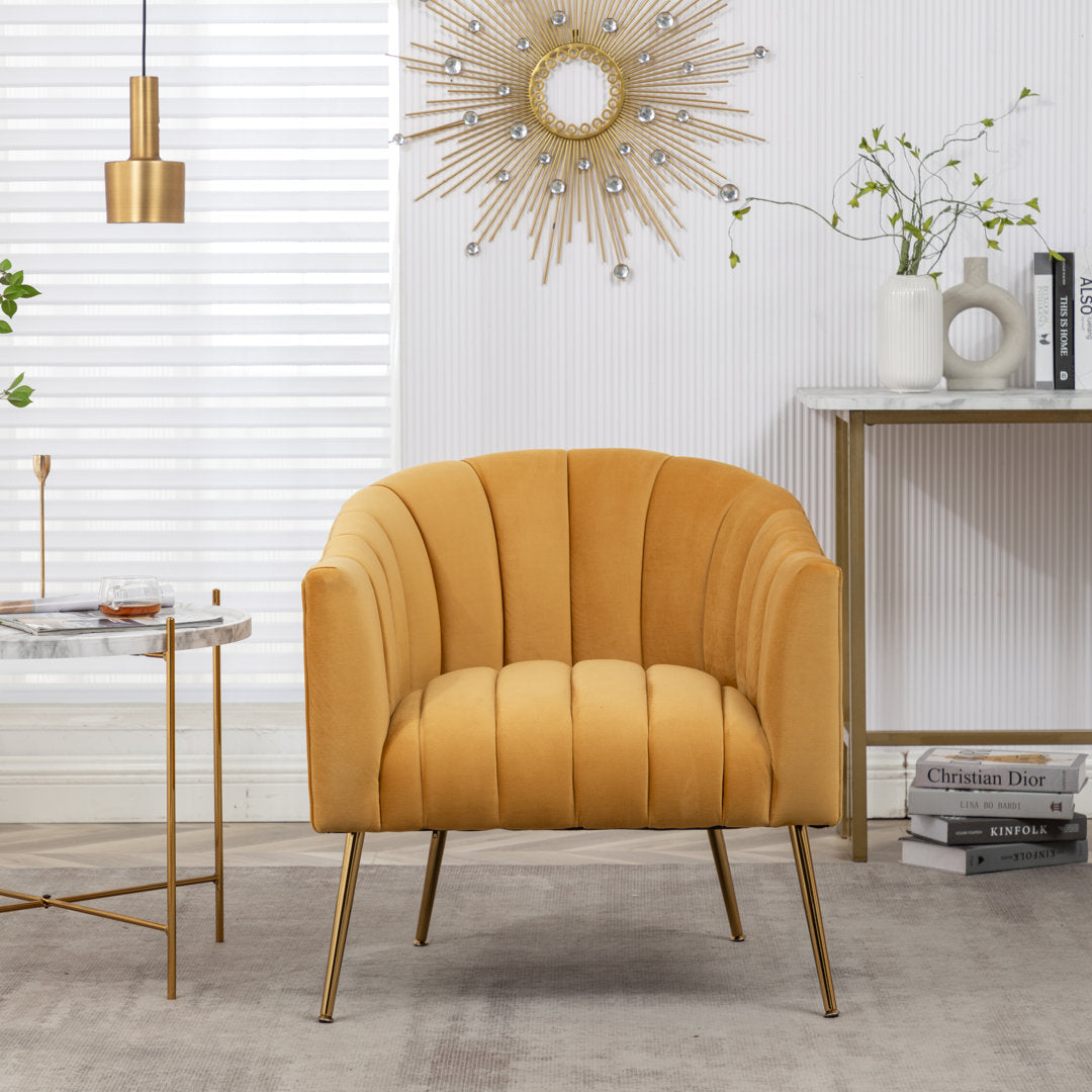 Murrow 28" W Tufted Velvet Armchair Willa Arlo™ Interiors Fabric: Mustard Velvet