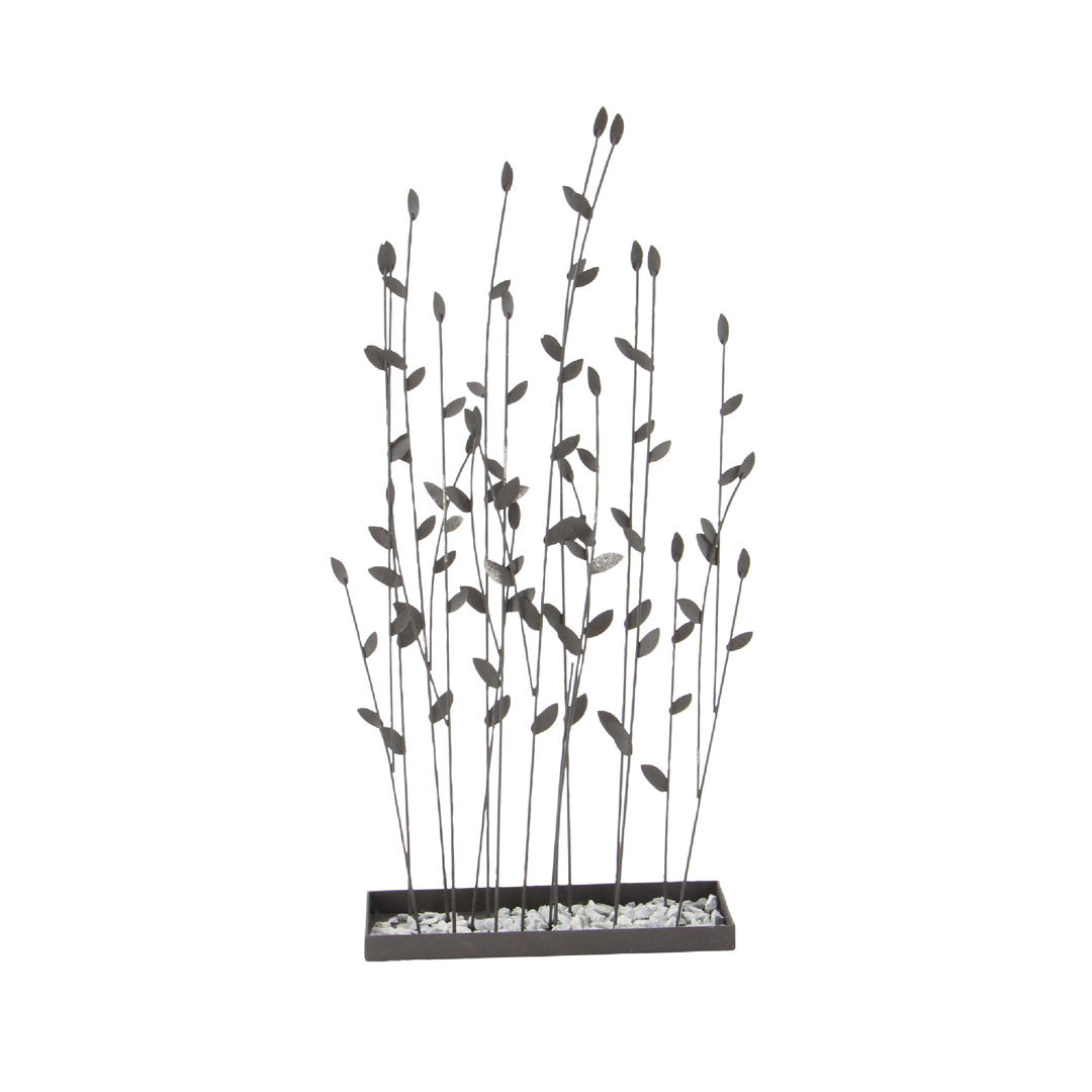 Phillipston Metal Floral Decorative Black Sculpture with Loose Stones Red Barrel Studio®