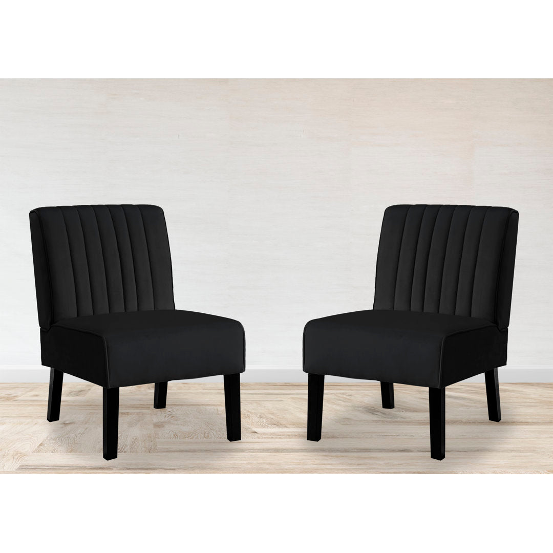 Antanina 21" Wide Velvet Slipper Chair (Set of 2) Wade Logan® Upholstery Color: Black Velvet