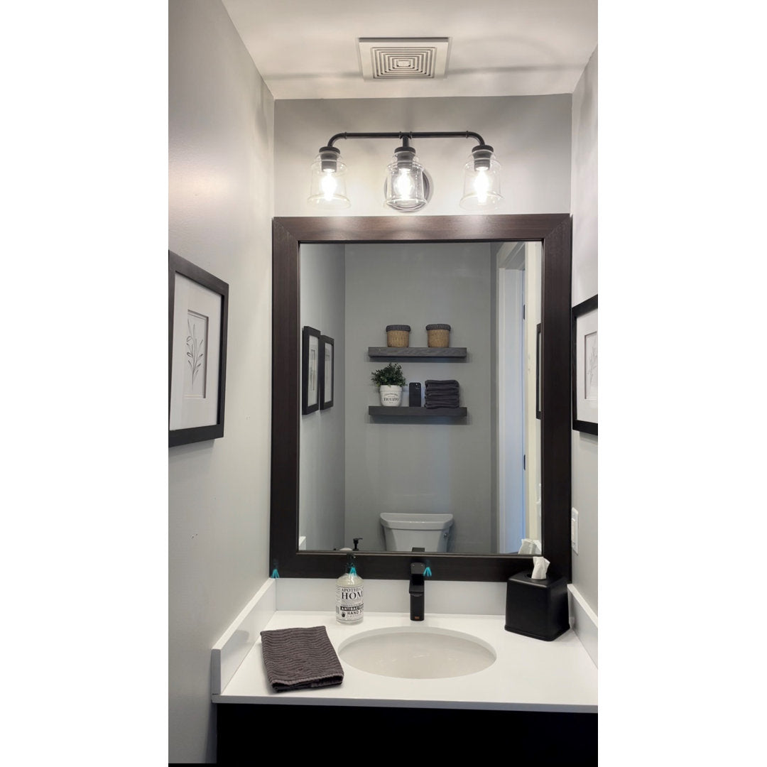 Shmuel Wood Framed with Safety Backing Ideal for Bathroom / Vanity Mirror Wade Logan® Size: 20" x 48" Finish: Dark Walnut