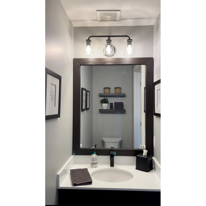 Shmuel Wood Framed with Safety Backing Ideal for Bathroom / Vanity Mirror Wade Logan® Size: 20" x 48" Finish: Dark Walnut